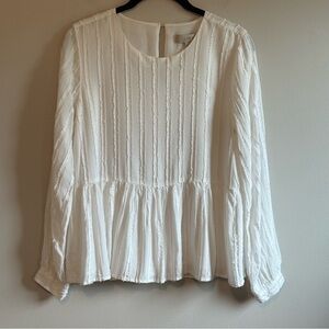 LOFT Ivory Peplum Blouse, 8P